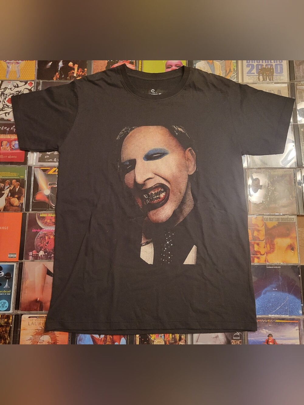 Black Graphic Marilyn Manson Portrait T-Shirt